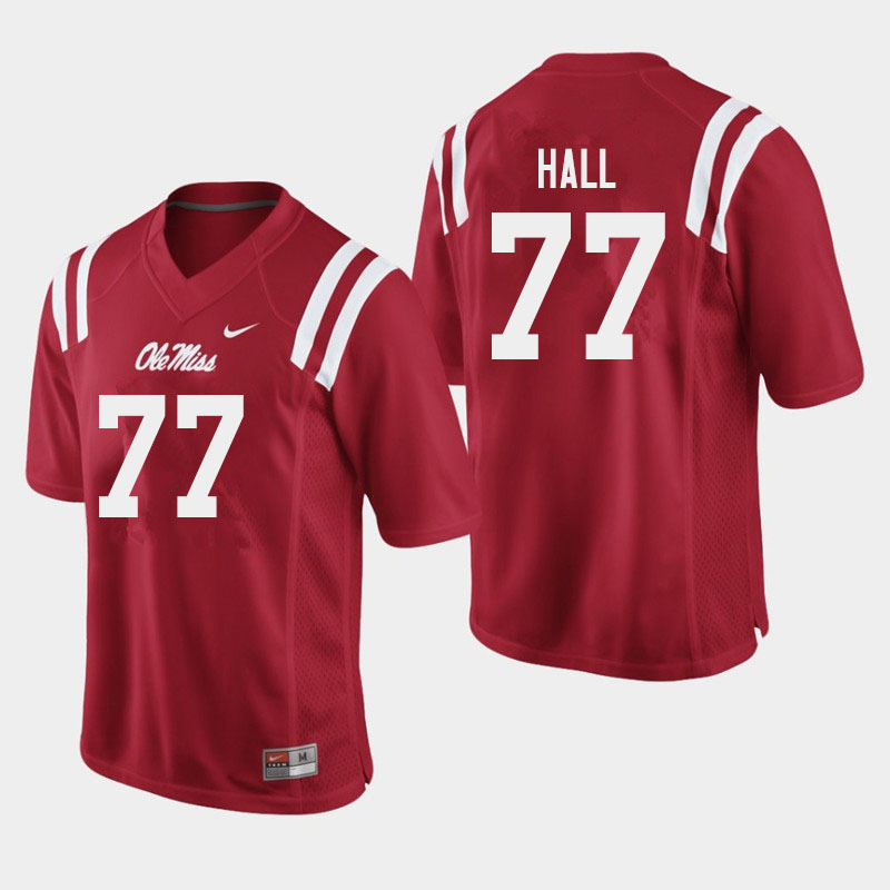 Hamilton Hall Ole Miss Rebels NCAA Men's Red #77 Stitched Limited College Football Jersey BNP7058DU
